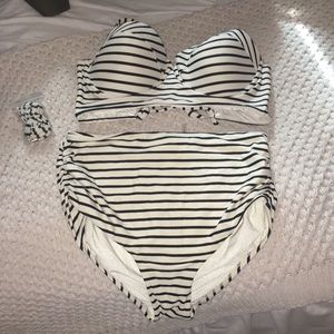 Striped high waisted bikini